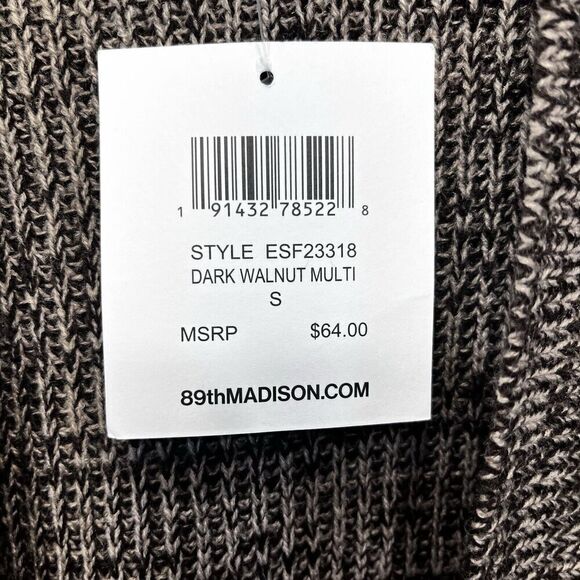 89th & Madison Knit Walnut Brown Long Cardigan Sweater Open Front Zip Pockets S - Picture 5 of 10